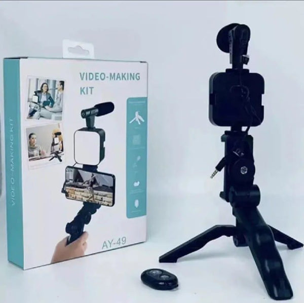 Vlogging Kit | Portable Video Recording Setup with LED Light, Shotgun Mic & Flexible Tripod without Remote