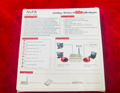 Alfa Mini USB WiFi Adapter | 300Mbps Wireless LAN Card for Computer &amp; Laptop | Best Wireless Adapter