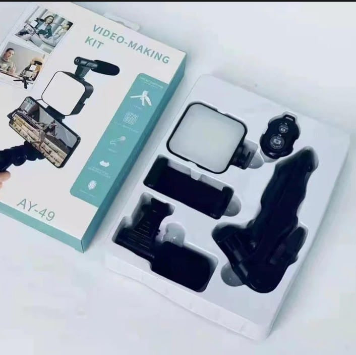 Vlogging Kit | Portable Video Recording Setup with LED Light, Shotgun Mic & Flexible Tripod without Remote